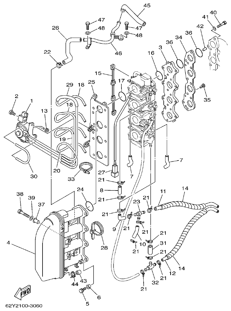 Yamaha F50A, FT50B INTAKE parts diagram